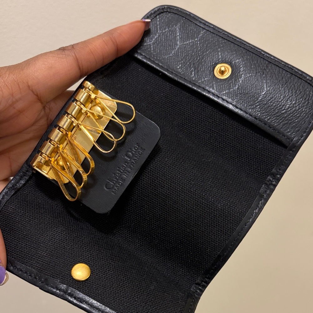 Authentic Vintage Christian Dior Black Leather 6 Ring Key Holder Wallet Case - Picture 7 of 7